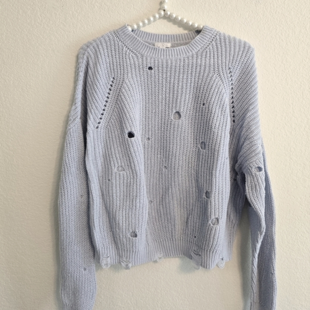 Y2K BP Light Blue Distressed Sweater